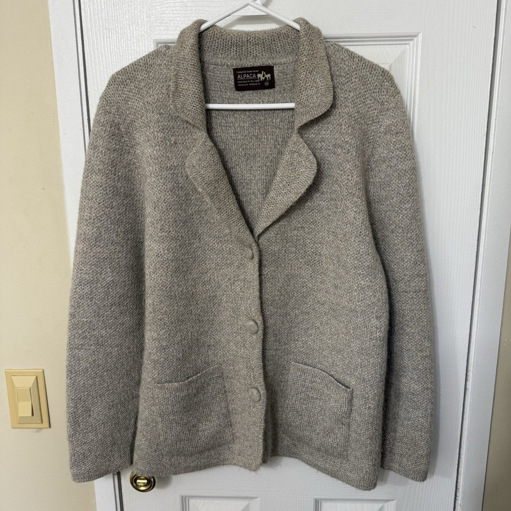 Calidad De Exportacion ALPACA PERUVIAN PRODUCTS Medium Gray Cardigan